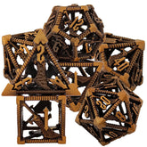 Destiny’s Blade Copper Hollow Dice Set – Antique Gold Metal RPG Dice